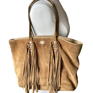 Zadig & Voltaire Mick Brown Suede Franges Tote Bag-Suede Fringe